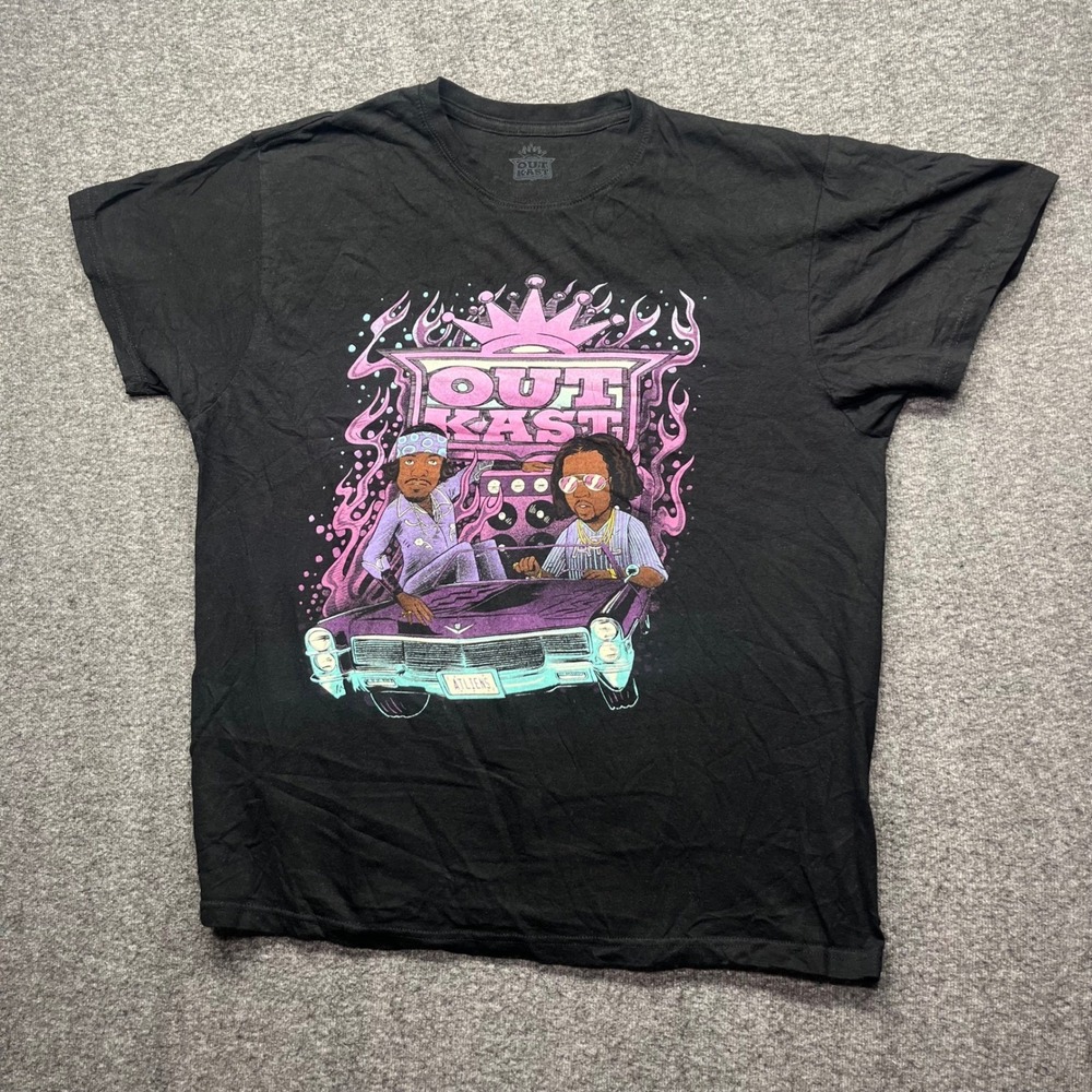 OutKast TShirt Mens Large Black ATLiens Graphic Hip‎ Hop Rap Tee Short Sleeve